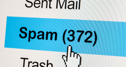 Ausschnitt eines Computerbildschirms, darauf ist das Wort "Spam" zu lesen